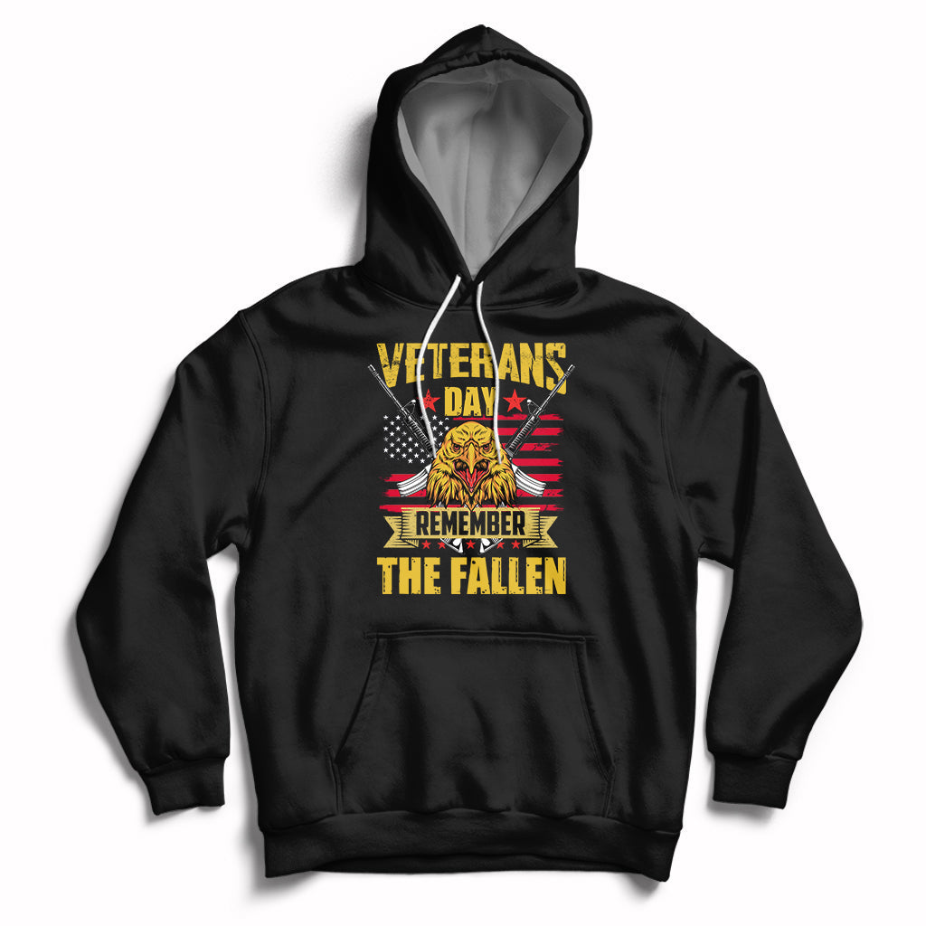 Remember The Fallen Veterans Day US Flag Eagle Honor Heroes Hoodie - Wonder Print Shop