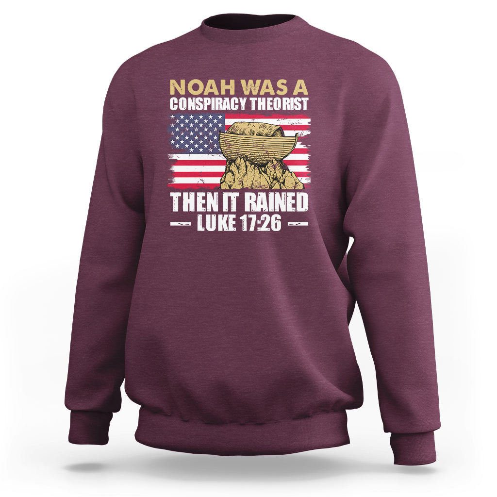 Adult maroon crewneck sweatshirt with printed graphic text and American flag design