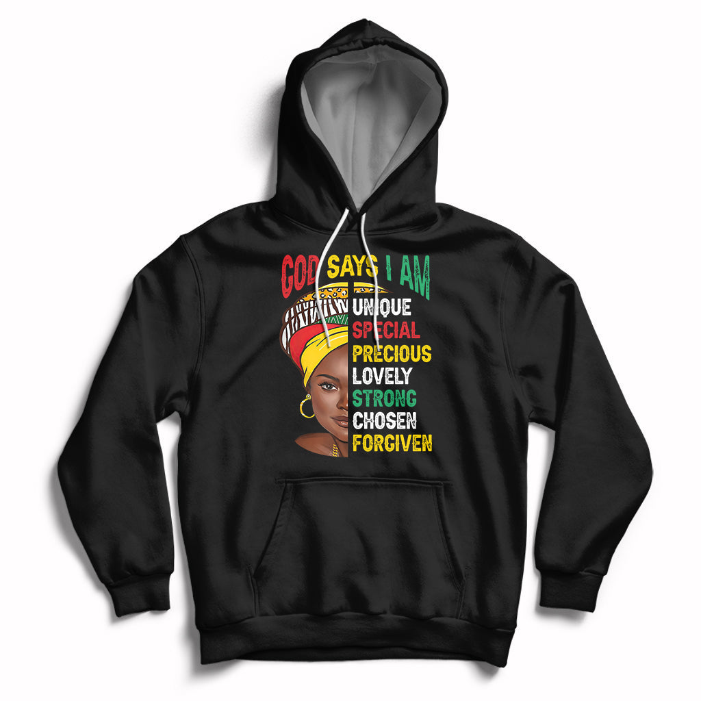 God Says I Am Bible Melanin Girl Black History Month Pride Hoodie - Wonder Print Shop