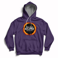 Purple pullover hoodie with front solar eclipse graphic and kangaroo pocket