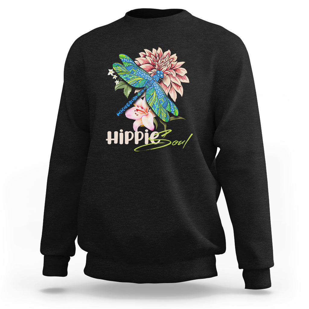 Hippie Soul Beautiful Dragonfly Insect Lover Spiritual Inspirational Sweatshirt - Wonder Print Shop