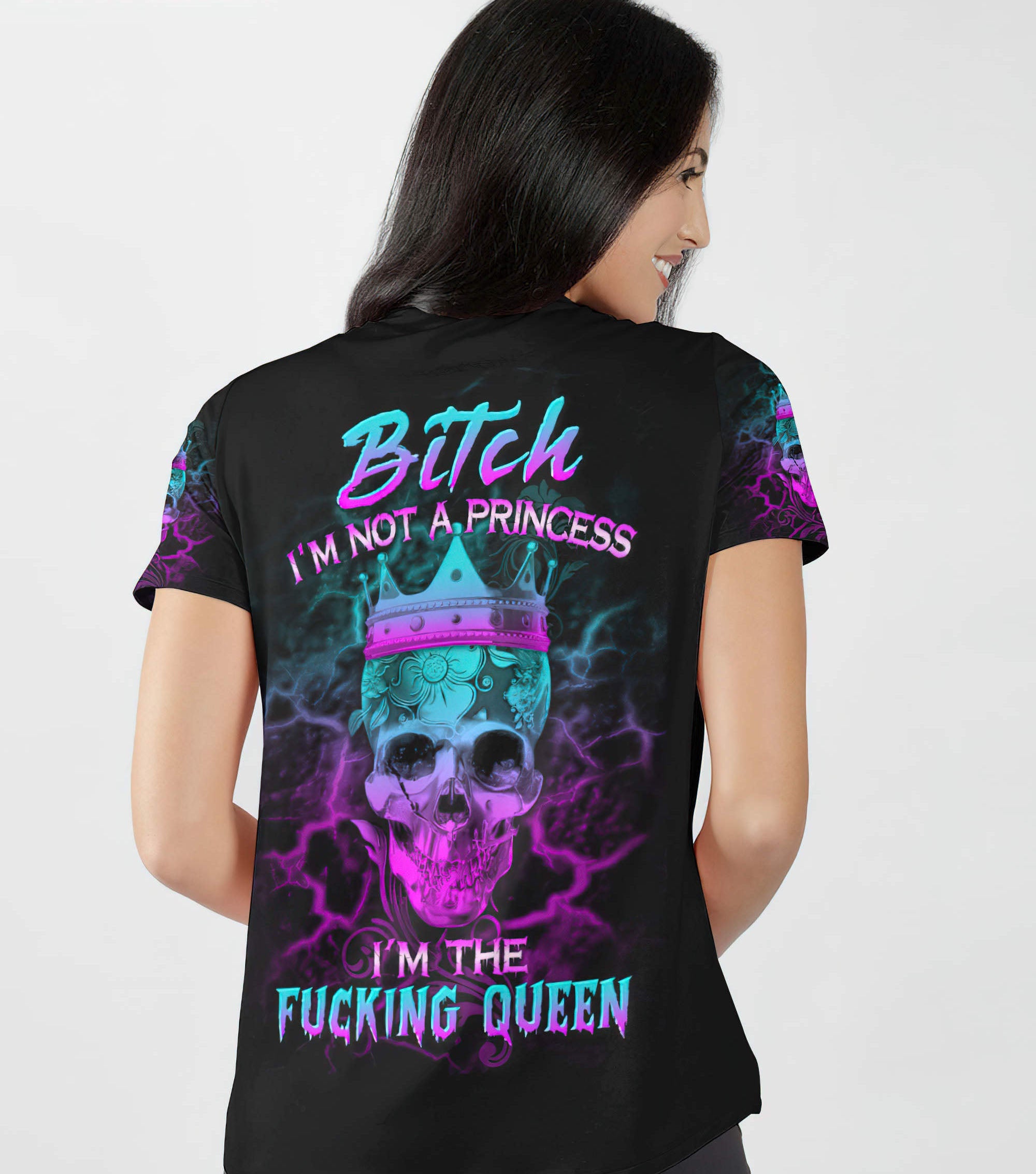 I'm Not A Princess I'm The Fcking Queen V Neck Skull T Shirt