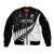 New Zealand Silver Fern Rugby Sleeve Zip Bomber Jacket All Black 2023 Go Champions Maori Pattern - Wonder Print Shop