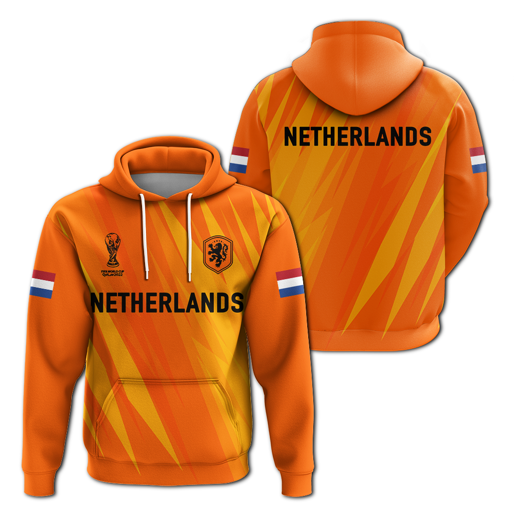 Orange Netherlands pride pullover hoodie with drawstring hood and kangaroo pocket