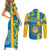 Sweden Football Couples Matching Short Sleeve Bodycon Dress and Long Sleeve Button Shirts Come On Sverige 2023 World Cup - Wonder Print Shop