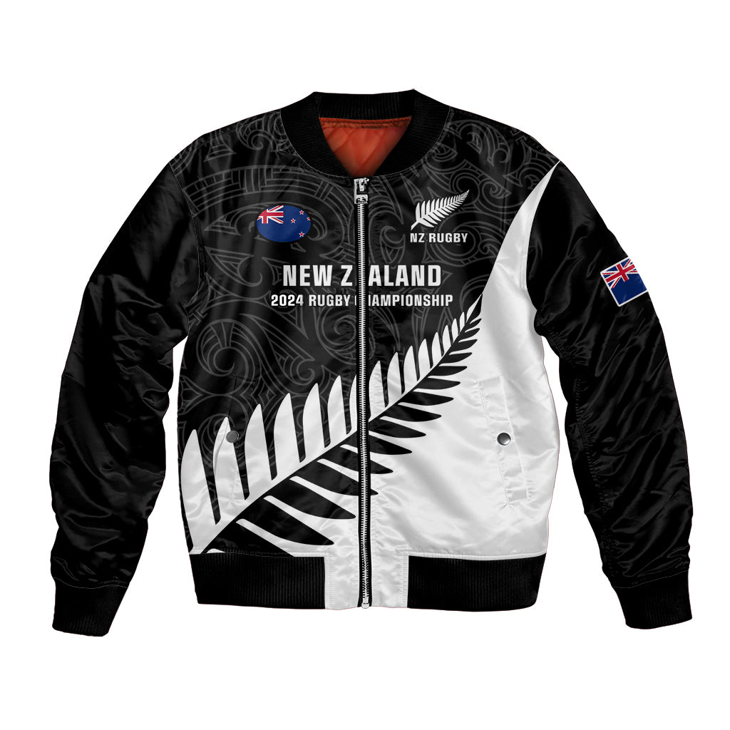 New Zealand Silver Fern Rugby Bomber Jacket All Black 2023 Go Champions Maori Pattern - Wonder Print Shop