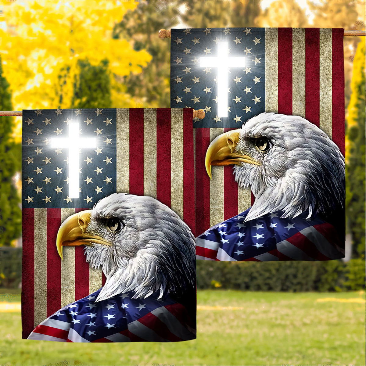 3D printed patriotic flag with American eagle head and stars-and-stripes design