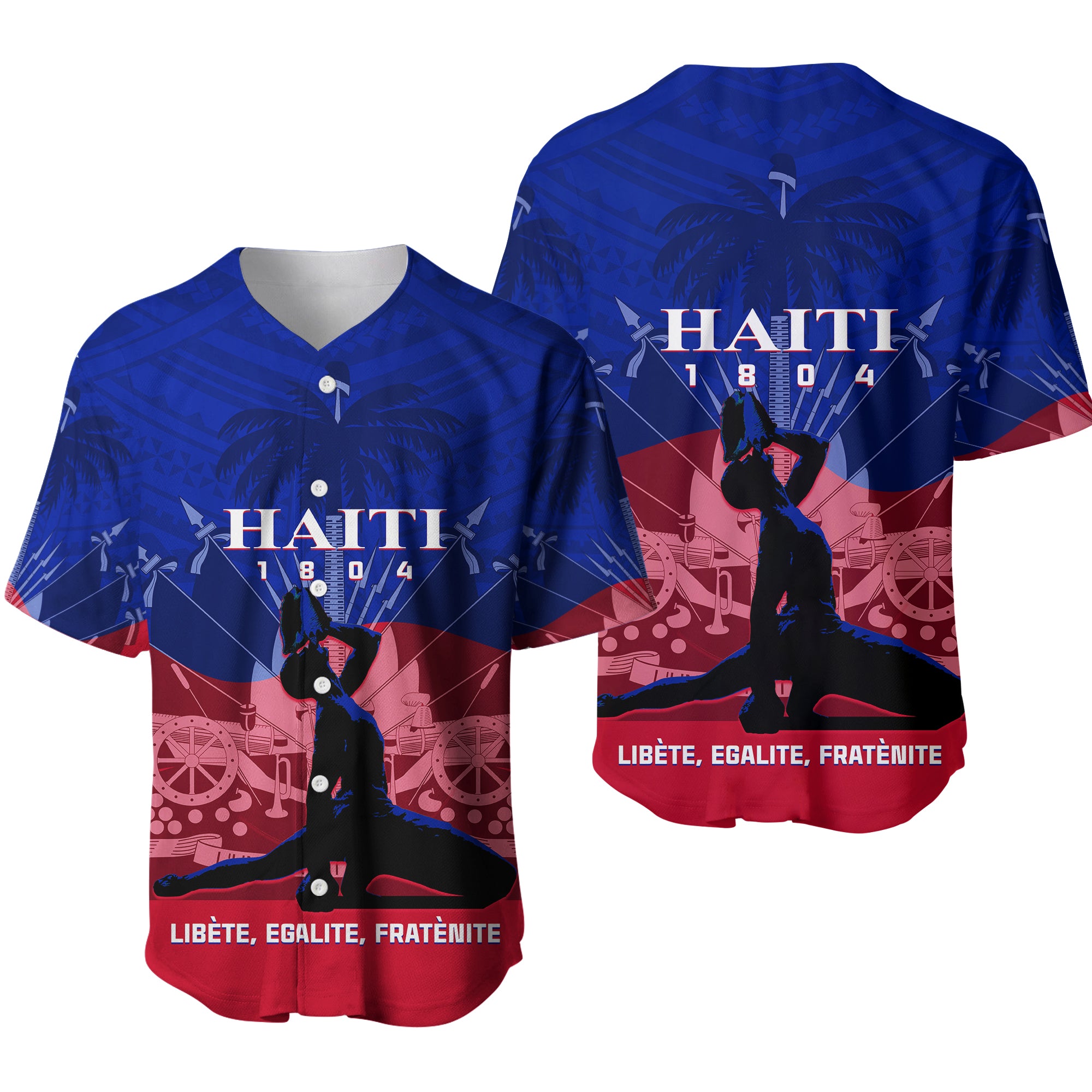 Haiti Baseball Jersey Negre Marron With Coat Of Arms Polynesian Style - Wonder Print Shop