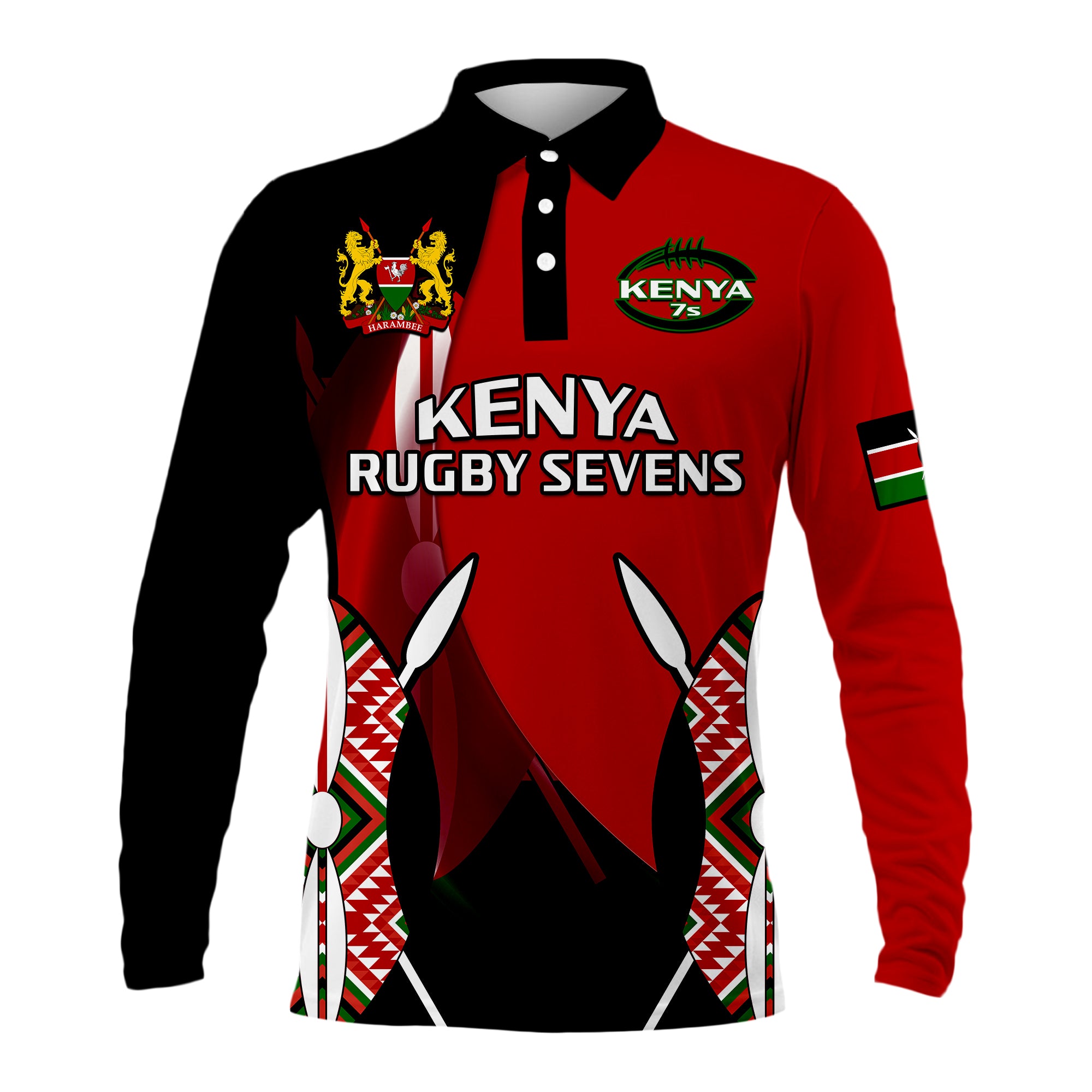 Kenya Rugby Sevens Sporty Version Long Sleeves Polo Shirt LT14