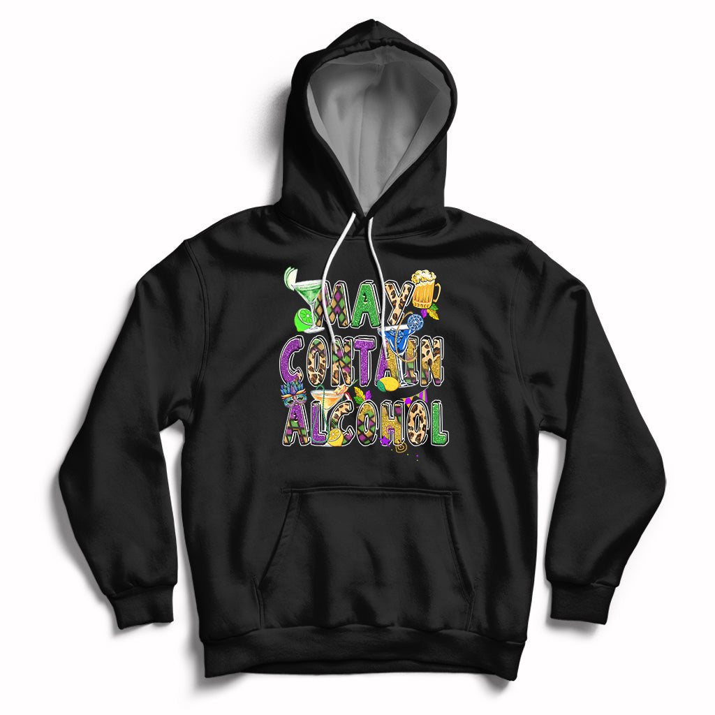 May Contain Alcohol Warning Mardi Gras Party Drinking Team Hoodie - Wonder Print Shop