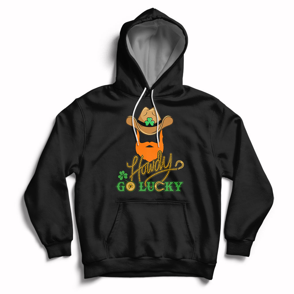 Howdy Go Lucky Irish Cowboy St Patrick's Day Shamrocks Hoodie - Wonder Print Shop