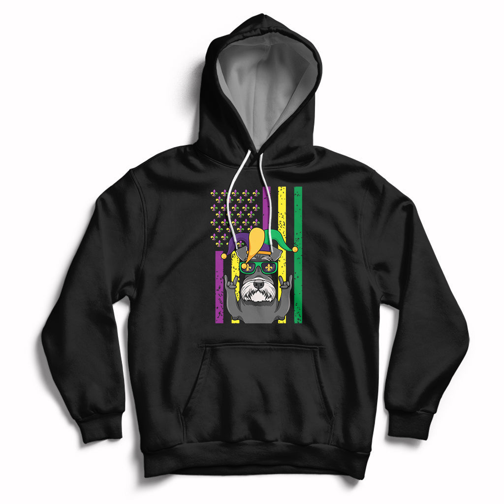 Funny Mardi Gras Schnauzer Dog American Flag Hoodie - Wonder Print Shop