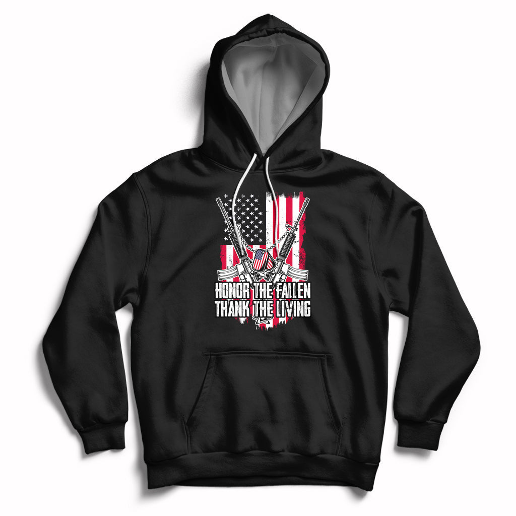 Honor The Fallen Thank The Living Memorial Day Veterans Day Hoodie - Wonder Print Shop