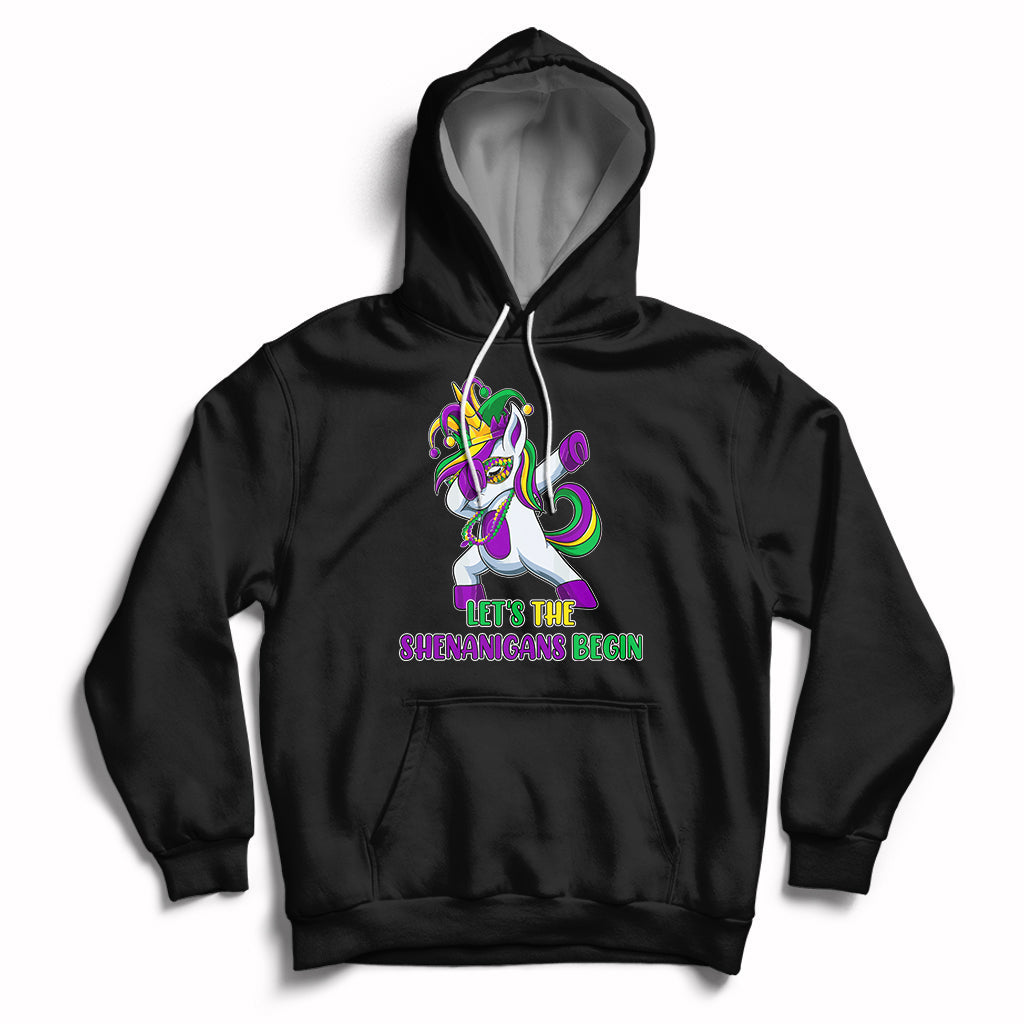 Let The Shenanigans Begin Mardi Gras Costume Dabbing Unicorn Hoodie - Wonder Print Shop