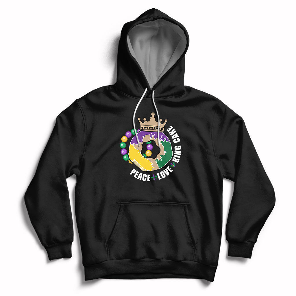 Peace Love King Cake Mardi Gras Party Carnival Costume Hoodie - Wonder Print Shop