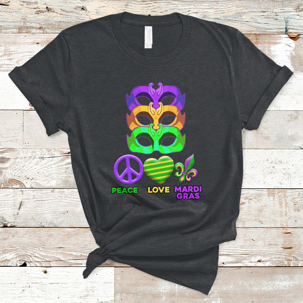 Peace Love Mardi Gras Mardi Gras Costume Carnival Masks T-Shirt - Wonder Print Shop