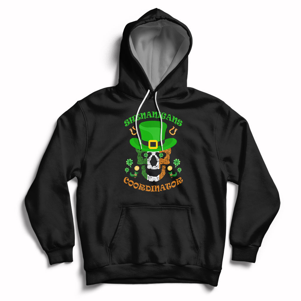 Shenanigans Coordinator St Patrick's Day Teacher Skull Hoodie - Wonder Print Shop