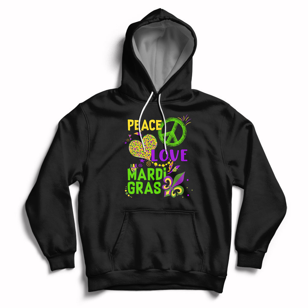 Peace Love Mardi Gras Parade Mardi Gras Costume Carnival Hoodie - Wonder Print Shop