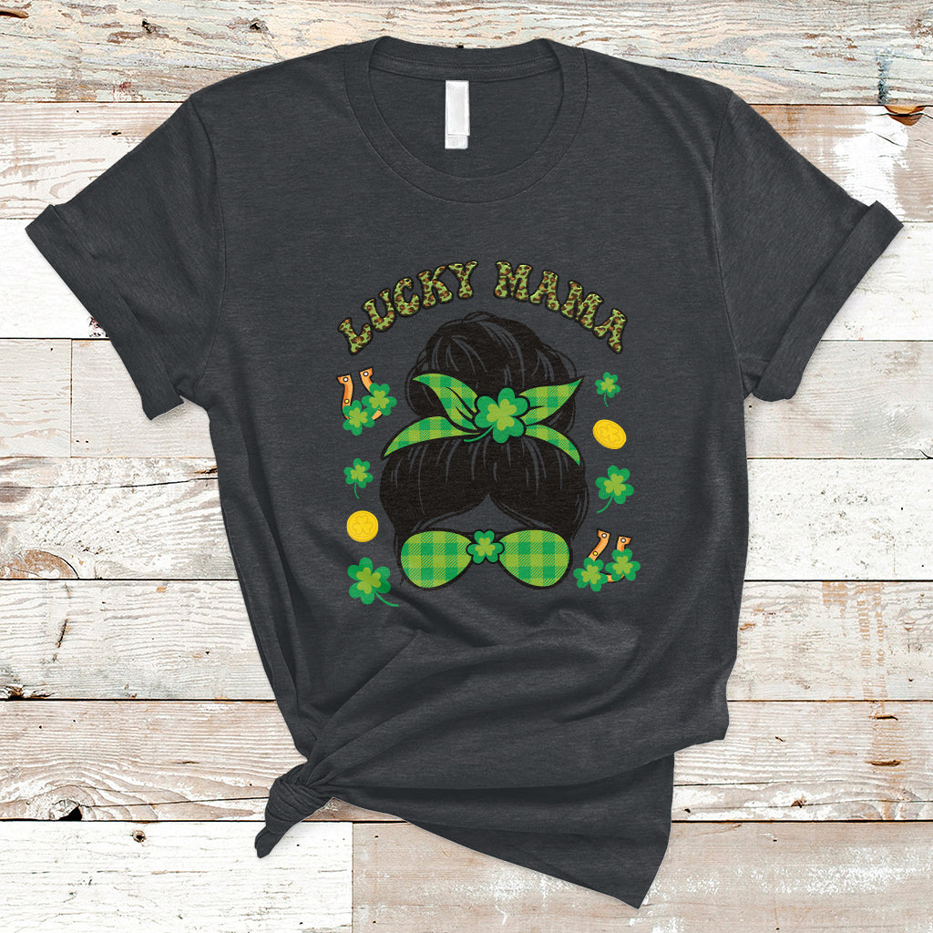 Lucky Mama Skull BunShamrock St Patrick's Day Mother's Day T-Shirt - Wonder Print Shop