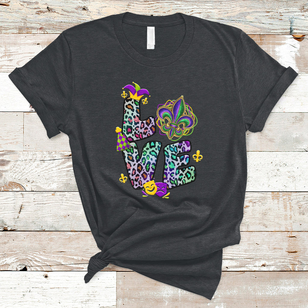 Love Mardi Gras Leopard Mardi Gras Costume Carnival Parade T-Shirt - Wonder Print Shop