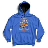 Royal blue car inspector hoodie with kangaroo pocket and front chest graphic
