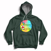 Forest green autism support hoodie with gnome graphic and front kangaroo pocket