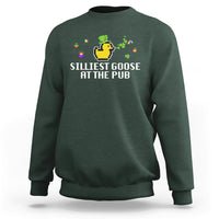 Forest green crewneck sweatshirt with 'Silliest Goose at the Pub' graphic