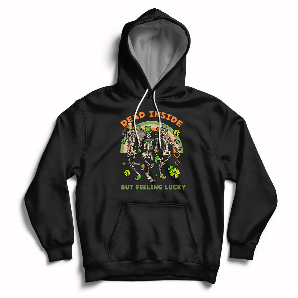 Dead Inside But Feeling Lucky Skeleton St Patrick's Day Beer Hoodie - Wonder Print Shop