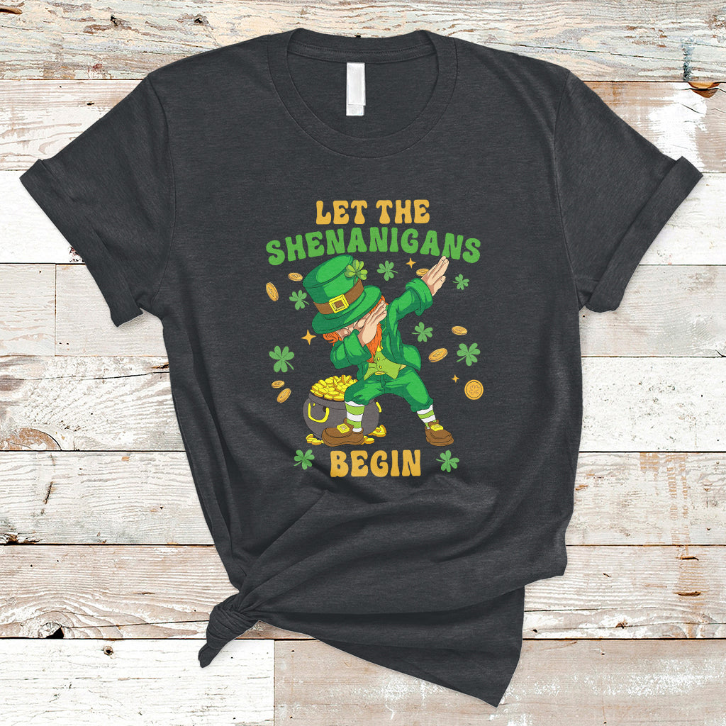 Let The Shenanigans Begin St Patricks Day Dabbing Leprechaun T-Shirt - Wonder Print Shop