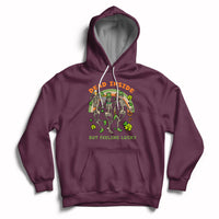 Maroon skeleton St. Patrick's Day beer hoodie, front graphic, drawstring hood