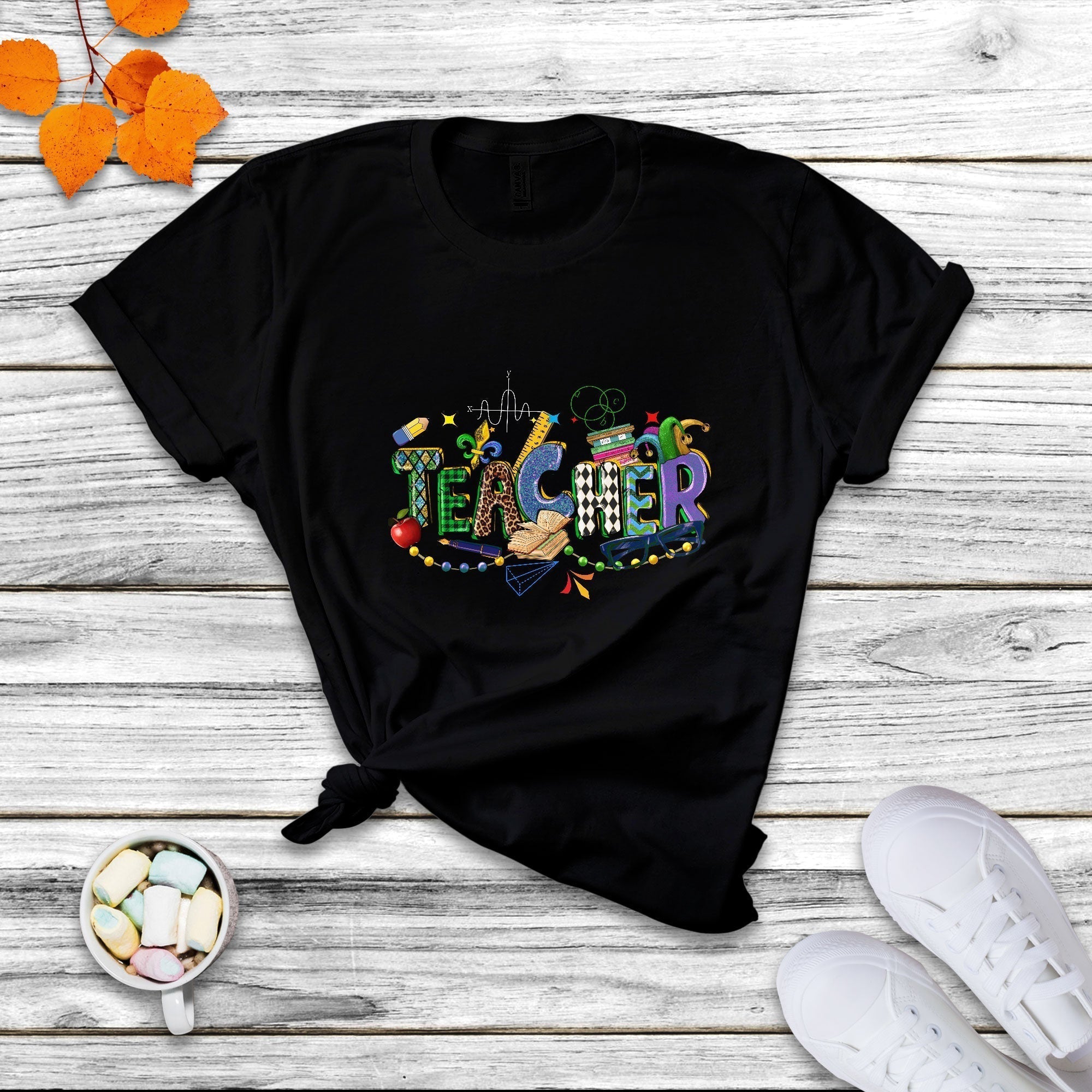 Mardi Gras Teacher Costume Teacher Day Carnival Mask Beads And Blings T Shirt - Wonder Print Shop