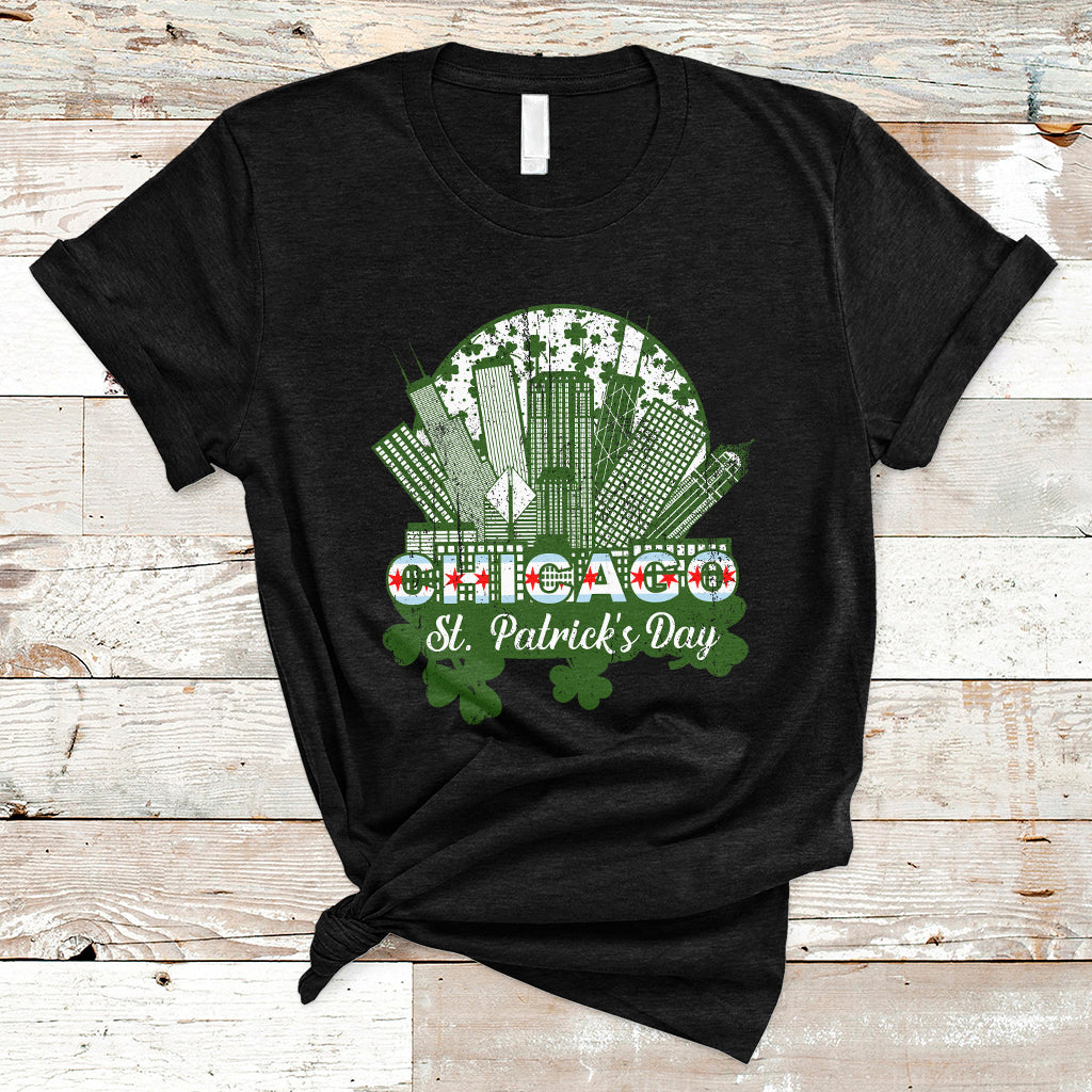 Chicago St Patrick's Day Chicago Flag Shamrock Irish Pride Celebrate T Shirt - Wonder Print Shop