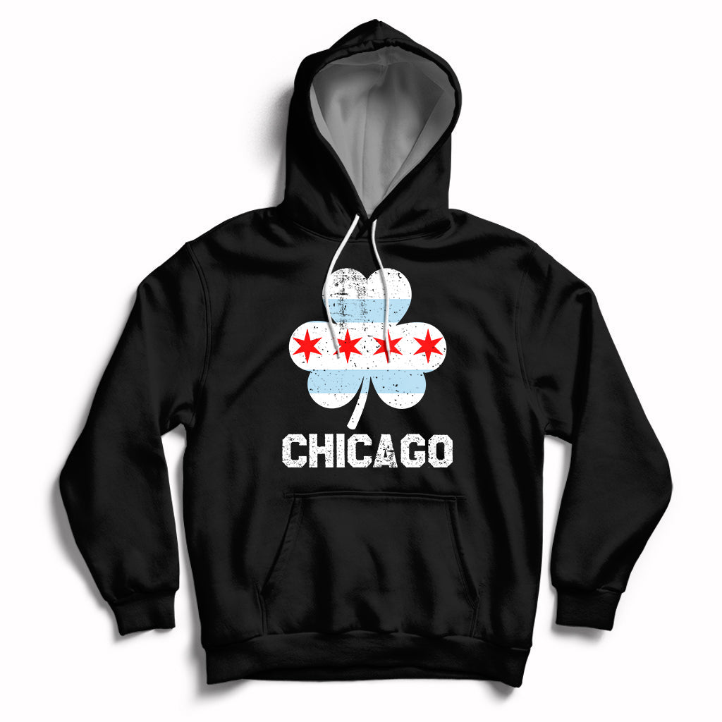 Chicago Flag Shamrock Irish Pride St Patrick's Day Chicago Celebrate Hoodie - Wonder Print Shop