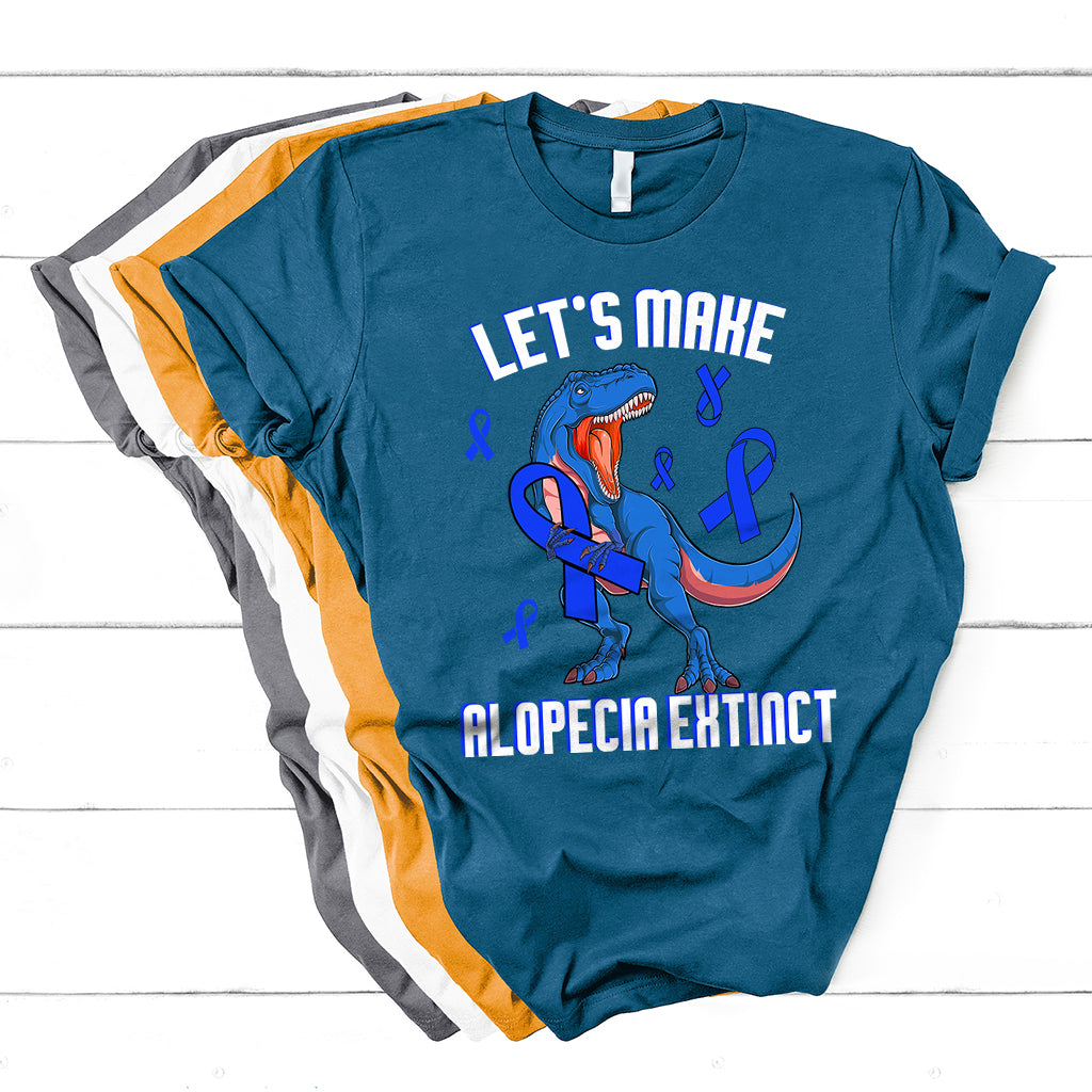 Alopecia Awareness Let's Make Alopecia Extinct Blue Ribbon T Shirt - Wonder Print Shop