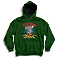 Green hoodie with front printed badge graphic, kangaroo pocket, pullover hood.
