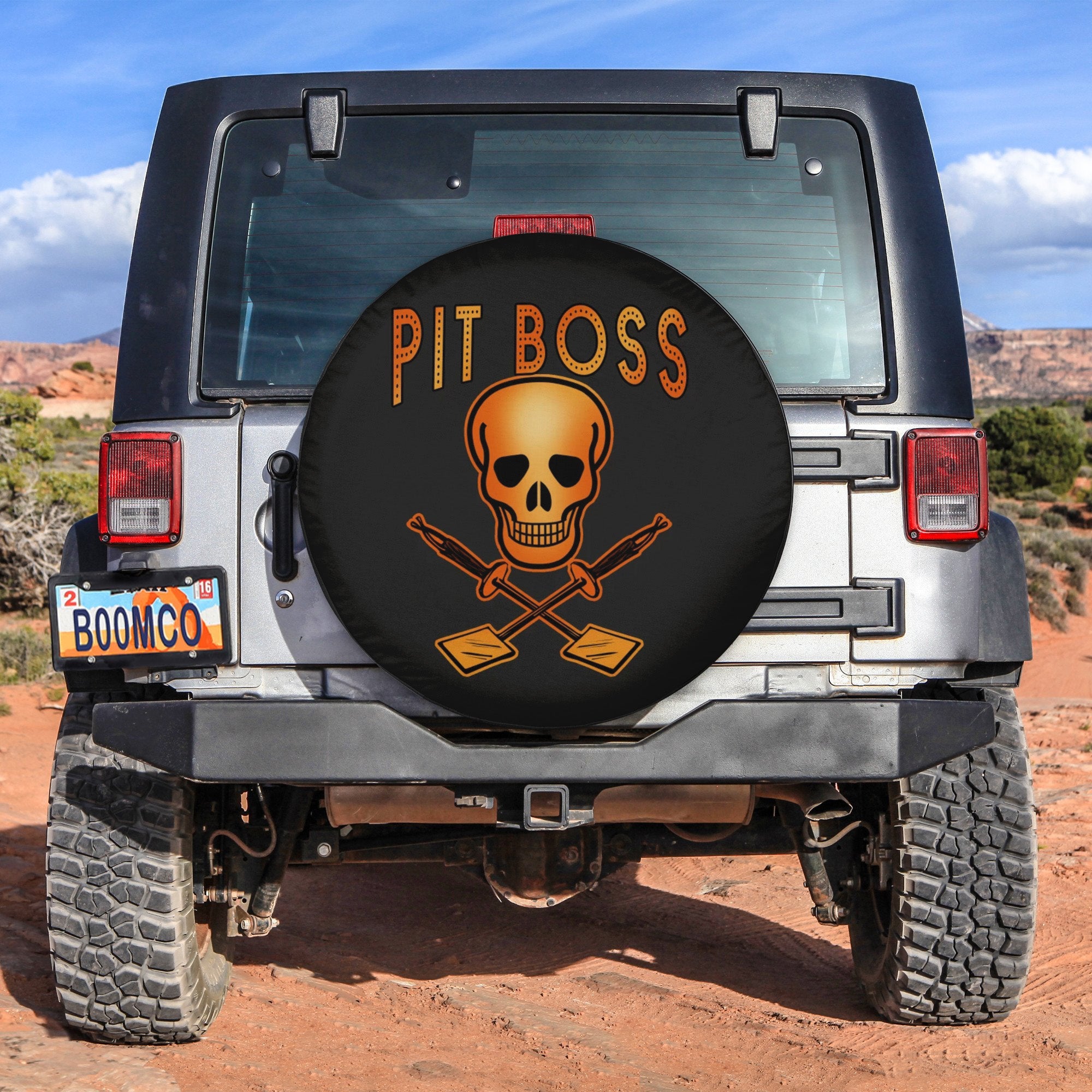 Father's Day Tire Covers - Pit Boos Skull Fire Vibes Spare Tire Cover NO.243 LT8 - Wonder Print Shop