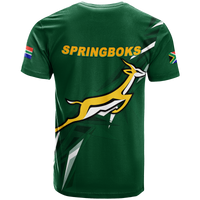 Green Springboks graphic legend T-shirt with large yellow text and shield emblem