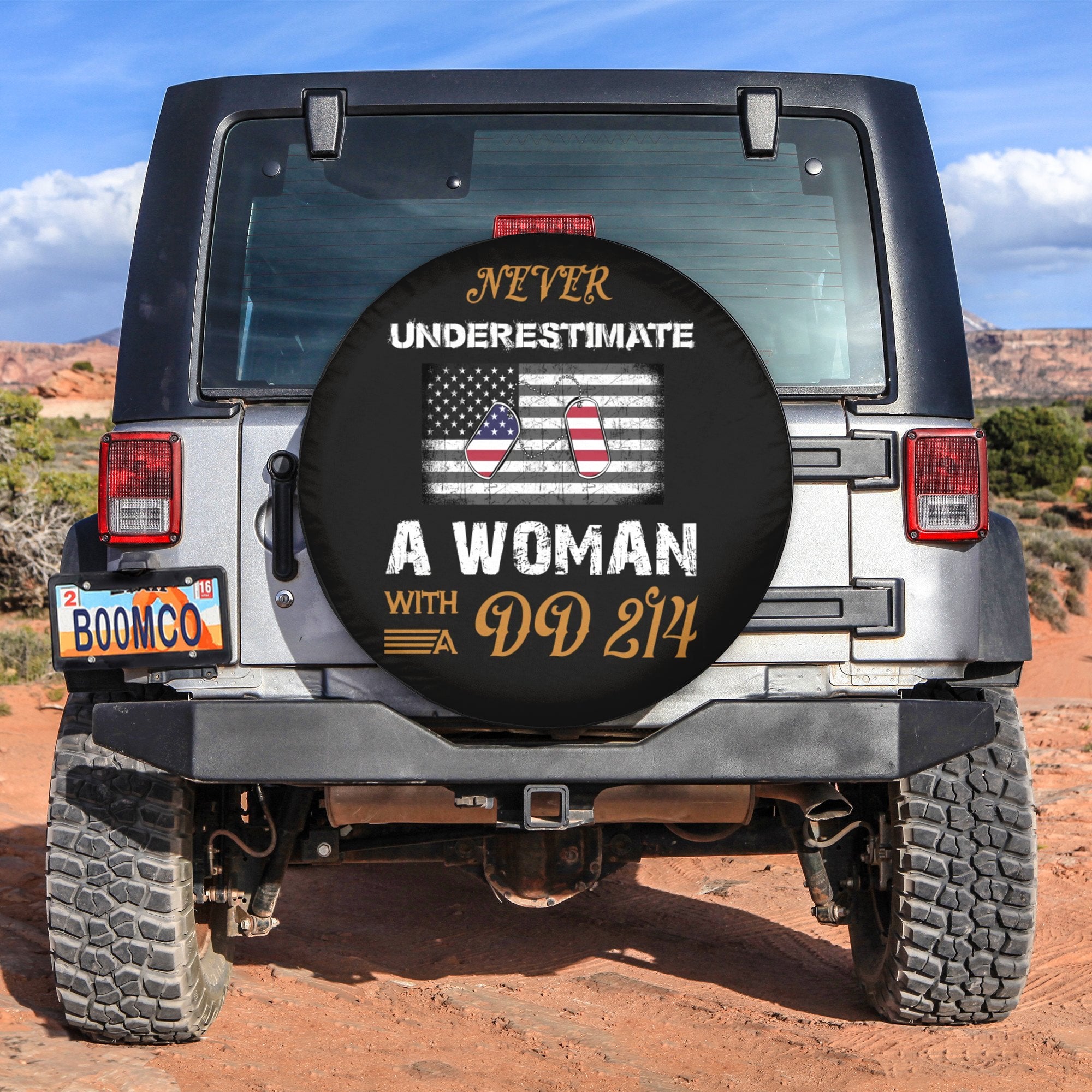 4th Of July Tire Covers - US Independence Day Never Underestimate A Woman With DD 214 Spare Tire Cover NO.82 LT8 - Wonder Print Shop