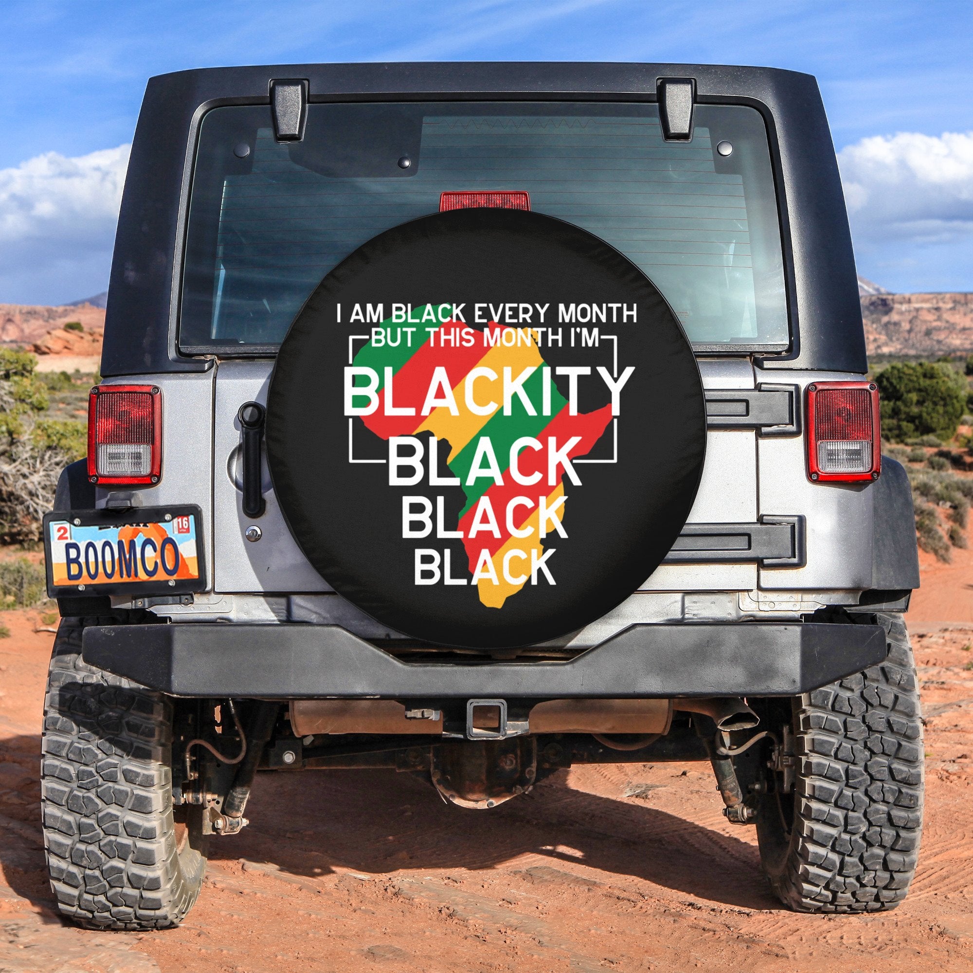 African Tire Covers - Juneteenth Spare Tire Cover I Am Black Every Month But This Month I'm Blackity Black NO.34 LT8