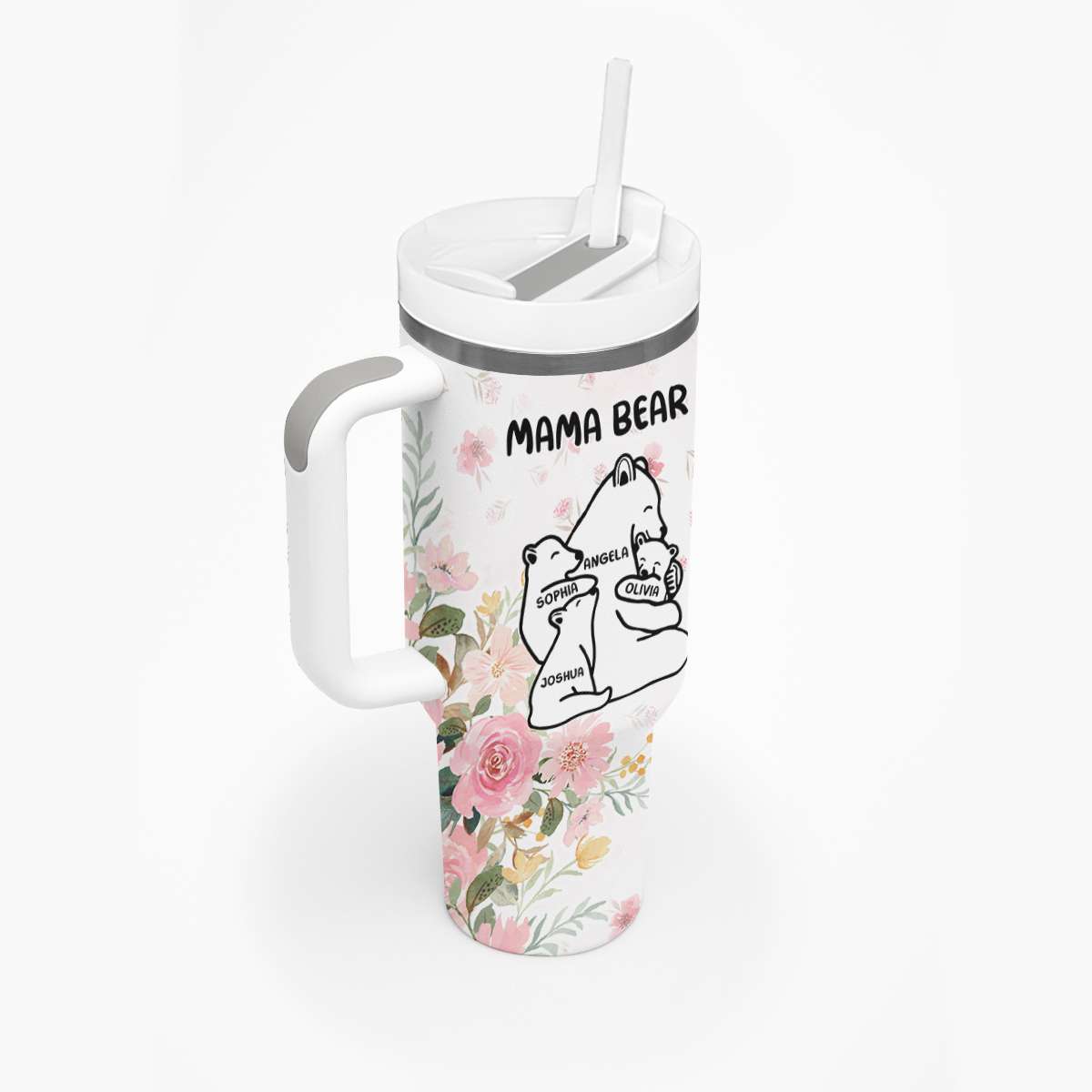 Custom Mother's Day Tumbler With Handle Mama Bear With Cubs | Wonder Print Shop