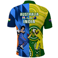 Cricket polo shirt, back print with AUSTRALIA and INDIA text and player artwork