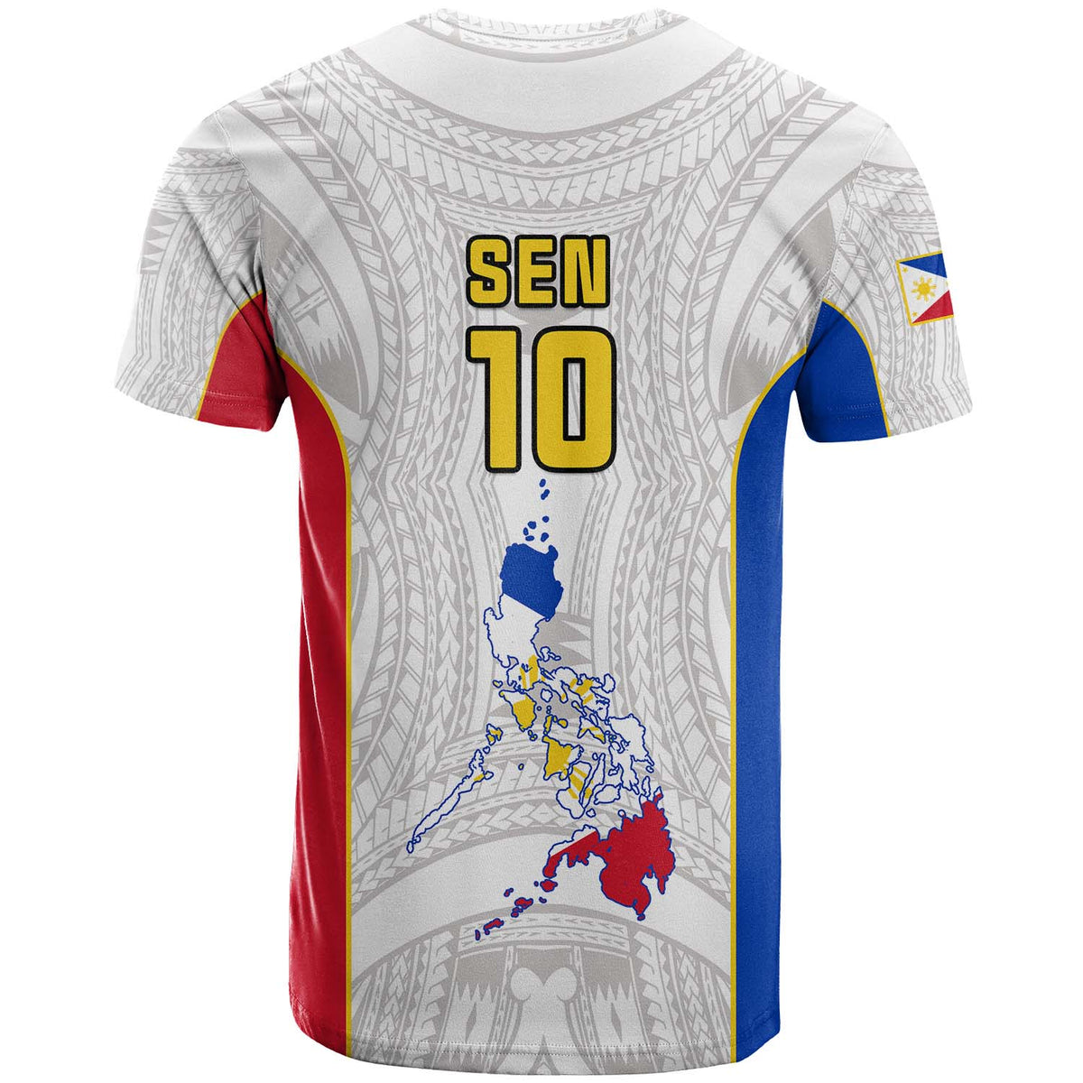 Grey graphic T-shirt with SEN 10 and map print