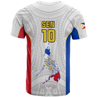 Grey graphic T-shirt with SEN 10 and map print