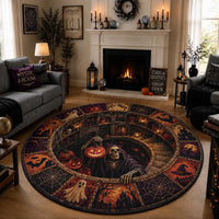 3D Illusion Witch Vortex Halloween Round Carpet