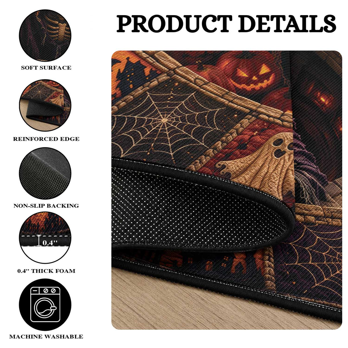 3D Illusion Witch Vortex Halloween Round Carpet