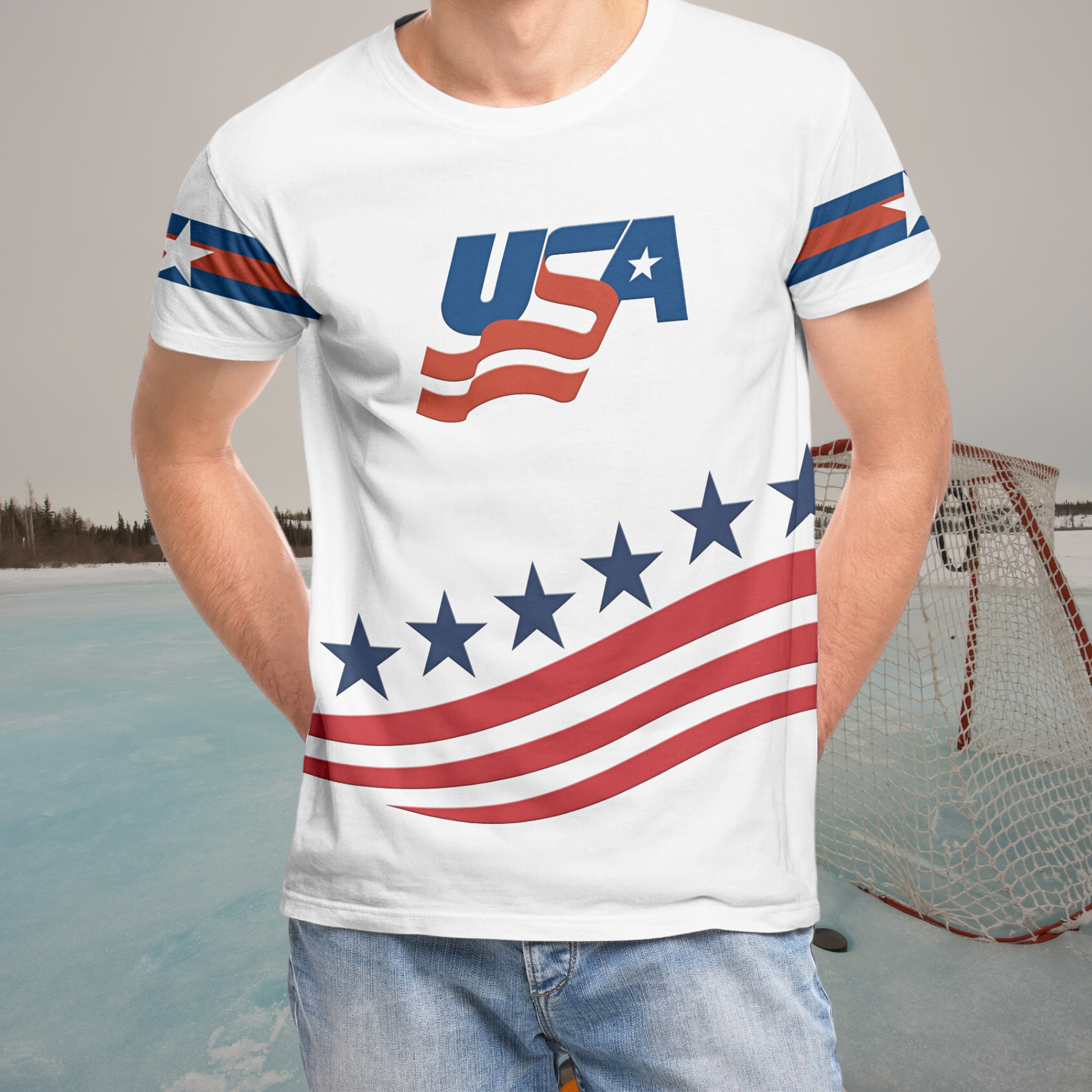 Custom USA Hockey Pride T Shirt LT12 - Wonder Print Shop