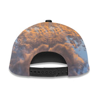 Baseball cap back with cloud-sky orange print and adjustable snapback strap