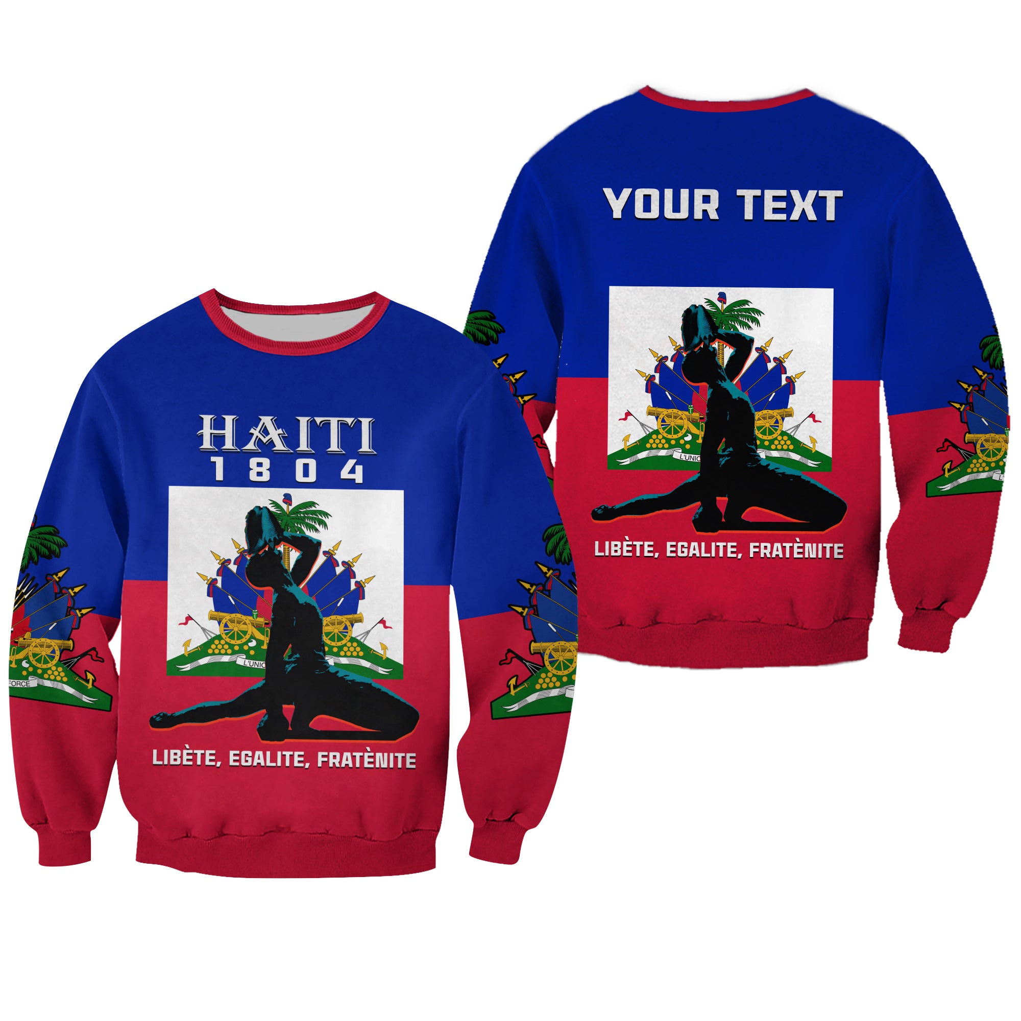 (Custom Personalised) Haiti Sweatshirt Negre Marron With Haitian Flag - Wonder Print Shop