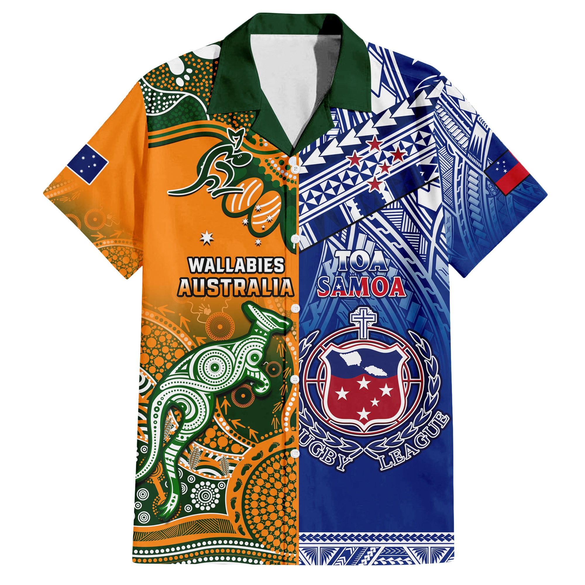 (Custom Personalised) Australia Wallabies And Toa Samoa Rugby Hawaiian Shirt Aboriginal Mix Polynesian LT14