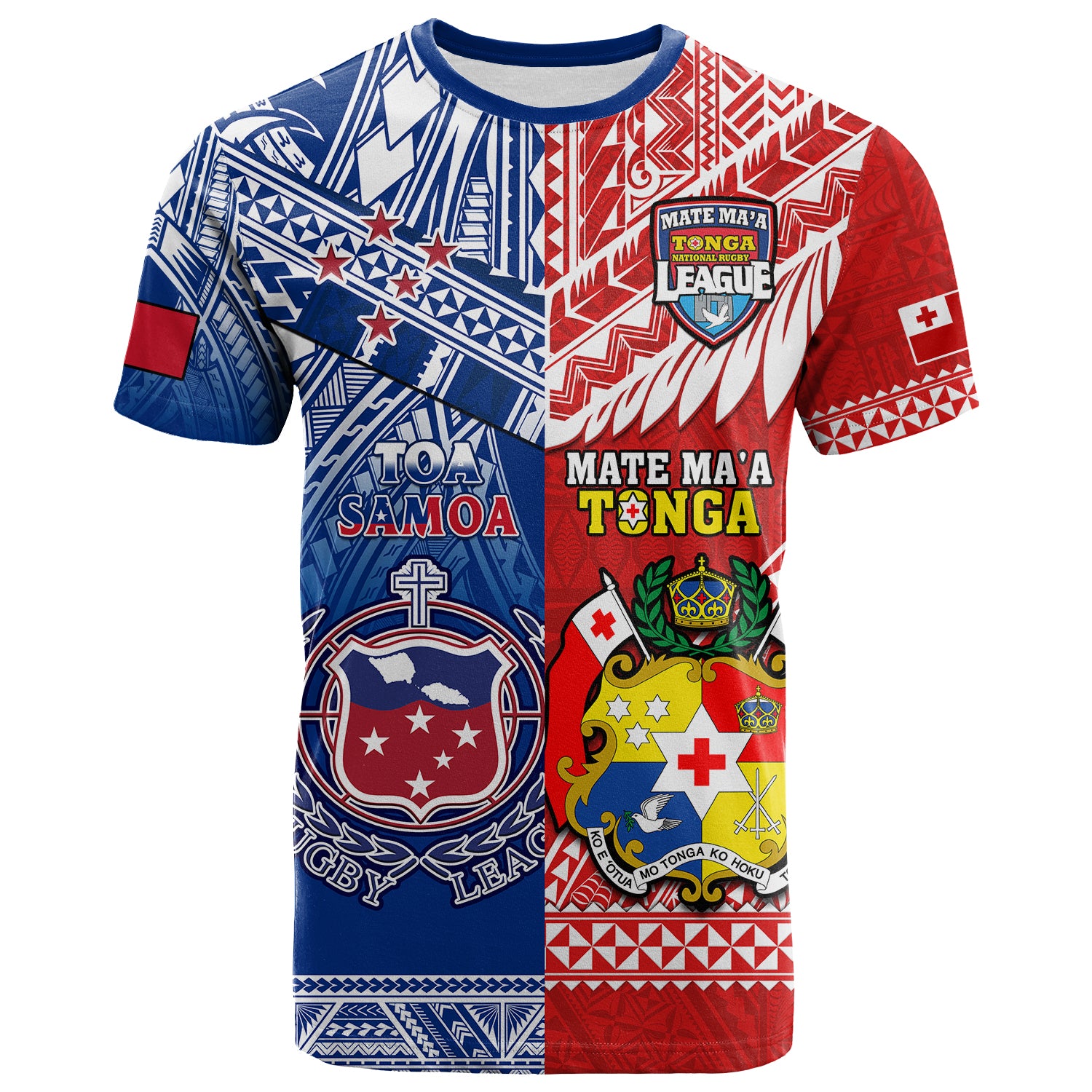 Custom Mate MaA Tonga And Toa Samoa Rugby T Shirt Polynesian Pattern LT14